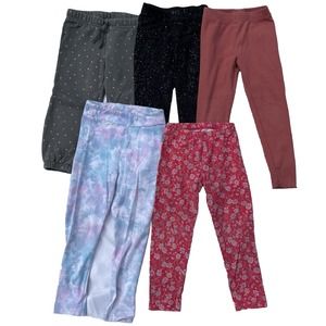 Old Navy Leggings LOT OF 5 Girls Size 4T Black Red Sparkle Glitter Tie Dye Ribbe